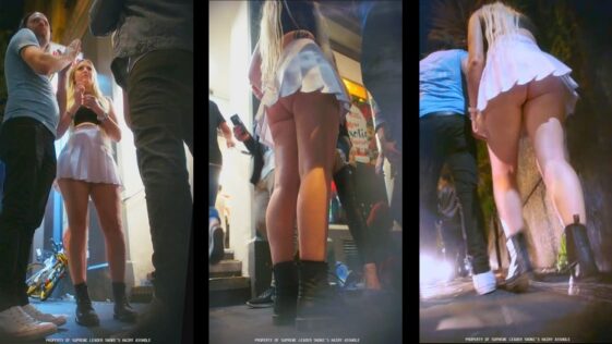 Girl with Juicy Bare Ass Cheeks Upskirted