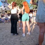 Sexy Girl Red Haired Booty Short Spandex