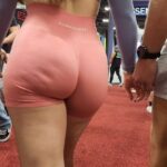 Big Booty Blonde Babe In Peachy Shorts