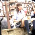Sitting at a Cute Honor School Girl Festival