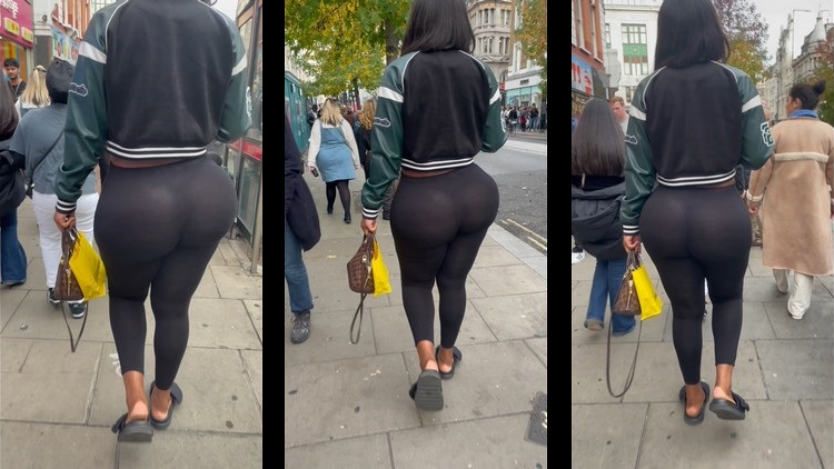 Masscandids PAWG in Black Spandex Sexy Thong