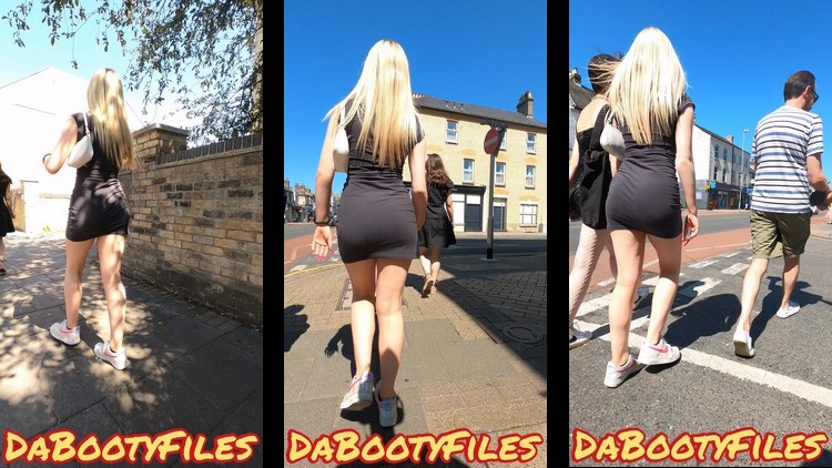 DaBootyFiles Shooter Sexy Blonde in Grey Dress