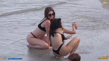 Two Teens Friends with Sexy Body in Black Bikini
