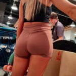 Sexy Blonde in Spandex Short Booty