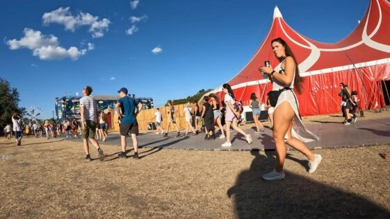 Beautiful Girl in Sexy Dress at a Festival