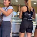 Two Girlfriends with Sexy Butts in Spandex Shorts