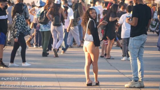 Eyegasm Shooter Sexy Petite Brunette in White Bikini