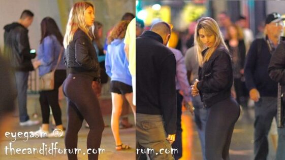 Juicy Thick PAWG Booty and Thighs Stuffed in Black Leggings