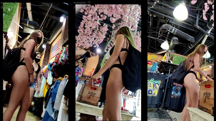 Eyegasm Shooter Teen Cutie Shopping in a Black Bikini