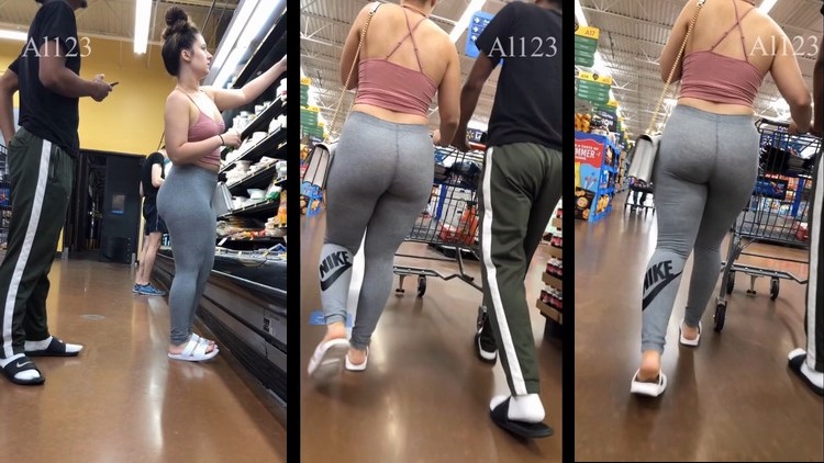 Wife with Cute Booty in Pans Sopping at Walmart