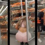 Milf Big Booty in Pink Spandex Shopping at Walmart
