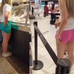 Two Girls Blonde in Sexys Shorts of Shopping