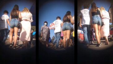 Sexy Teen Big Booty in Tight Shorts Walking