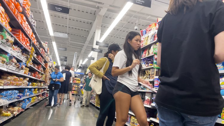 Asian Teen in Mini Short at Walmart