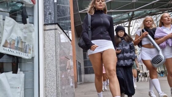 Group of Friends with Sexy Legs in Tiny Skirts
