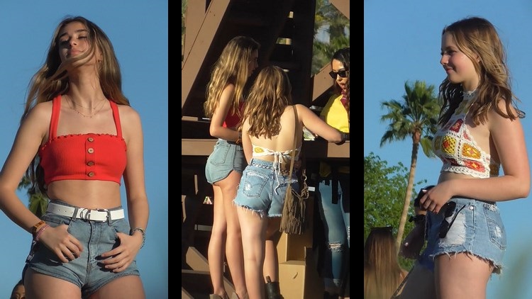 Beautiful Teenage Women in Minishorts on the Beach