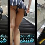 Asian JAV Pcolle Black Miniskirt with White Stripes in Thong