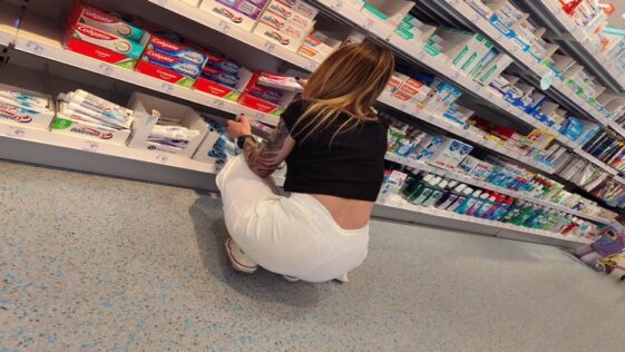 Blonde with Beautiful Butt in Transparency with Thong