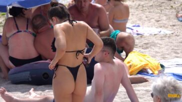 Sexy Girl Big Booty in Bikini Black with Boyfriend