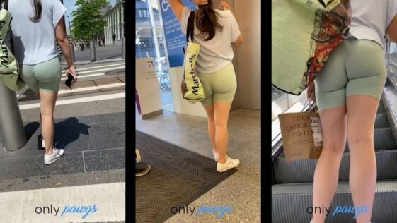 Onlycandids Premium Teen in Sexy Green Spandex Shorts