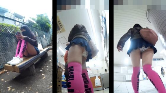 Asian JAV Pcolle Beautiful School Girl Upskirt with Pink Socks