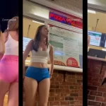 Brunette Sexy Tight Micro Shorts with Friend