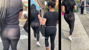 Candidbully Shooter Brunette in Spandex with Sexy Thong PAWG