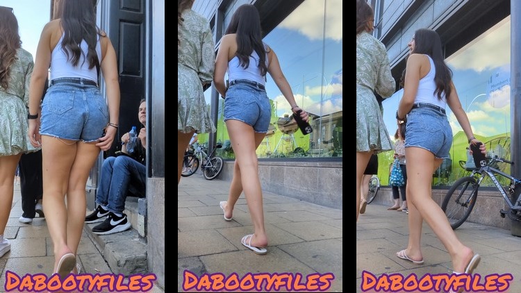 DaBootyFiles Shooter Woman with Long Legs in a Mini Shorts