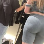 A sexy Girl with beautiful Booty in Spandex Short woth Thong