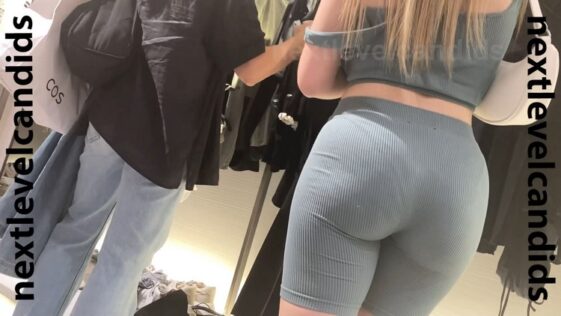 A sexy Girl with beautiful Booty in Spandex Short woth Thong