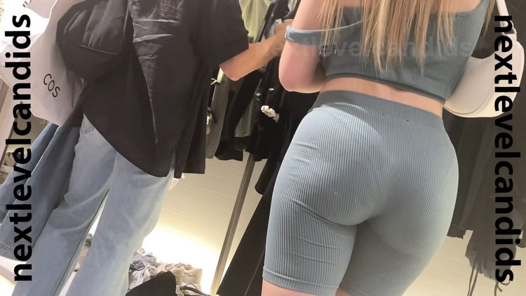 A sexy Girl with beautiful Booty in Spandex Short woth Thong