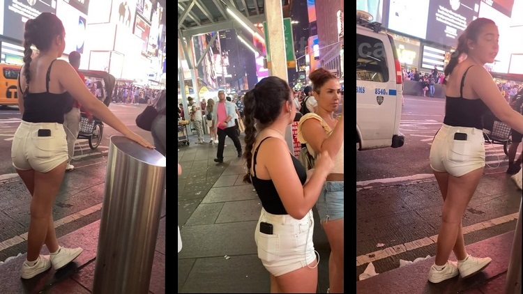 Teen with Nice Legs and a Huge Ass in White Shorts