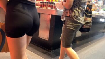 Teen with Beautiful Booty in Black Spandex with Transparent Thong