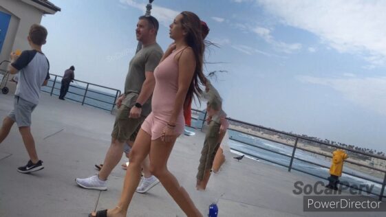 SoCalCandids Sexy Girl in Transparent Dress Marking her Nipples