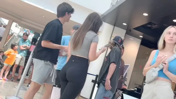 Sexy Young Girl With Spandex Big Booty at the cinema