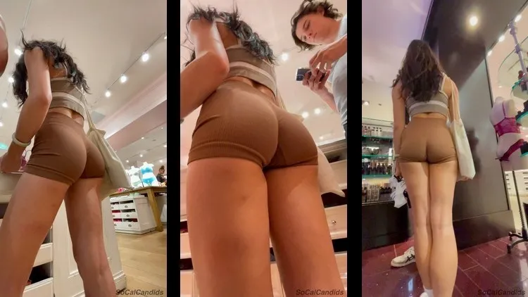 SoCalCandids Young Asian Girl in Spandex Short Sexy Butt