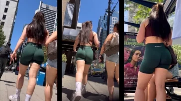 Sexy Young Girl with Legs in Amazing Short Spandex Booty