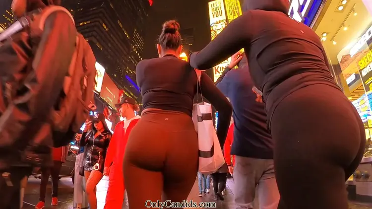Two Bootylicious Besties Strutting Their Curves Down Night Streets