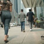 Juicy Denim Booty Strutting Through City Streets Subwayshoota