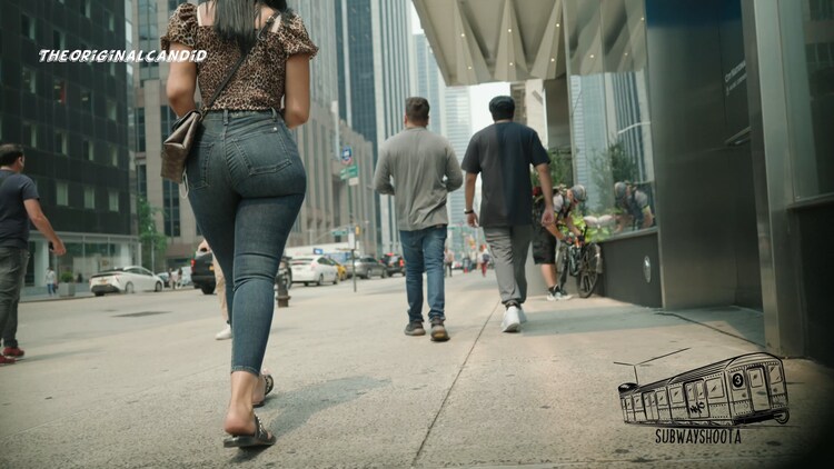 Juicy Denim Booty Strutting Through City Streets Subwayshoota