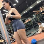 Thick Booty Asian Gym Rat in Tight Spandex Shorts