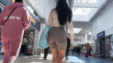 Big Booty in Tight Spandex Shorts at Shopping Mall