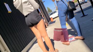 Big Butt in Tight Black Spandex Shorts